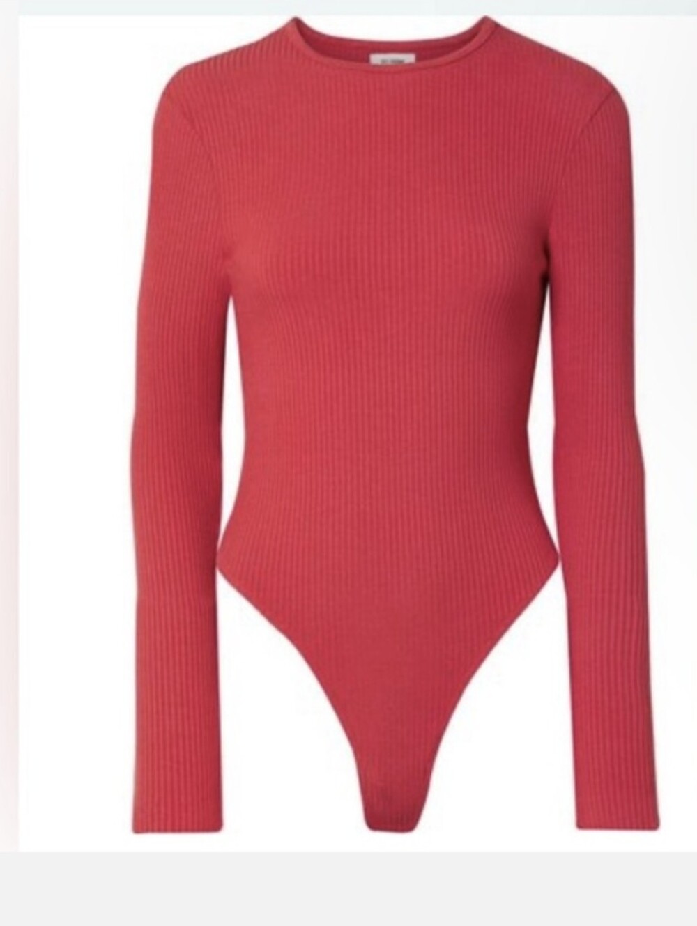 Re/Done Ribbed Long-Sleeve Red Bodysuit Small